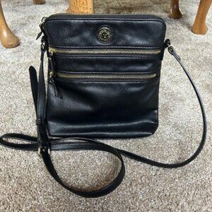 Ann Klein Black Leather Crossbody Purse